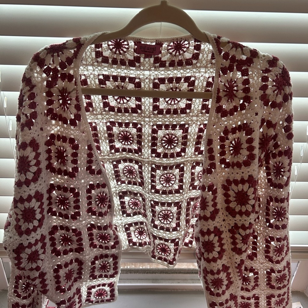 Miami Crochet Cardigan - Red and White